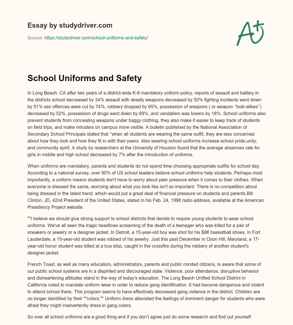 School Uniforms and Safety essay