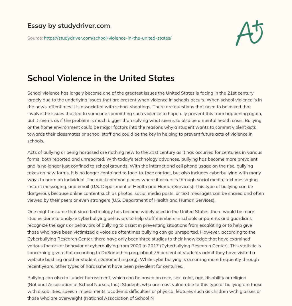 School Violence in the United States essay