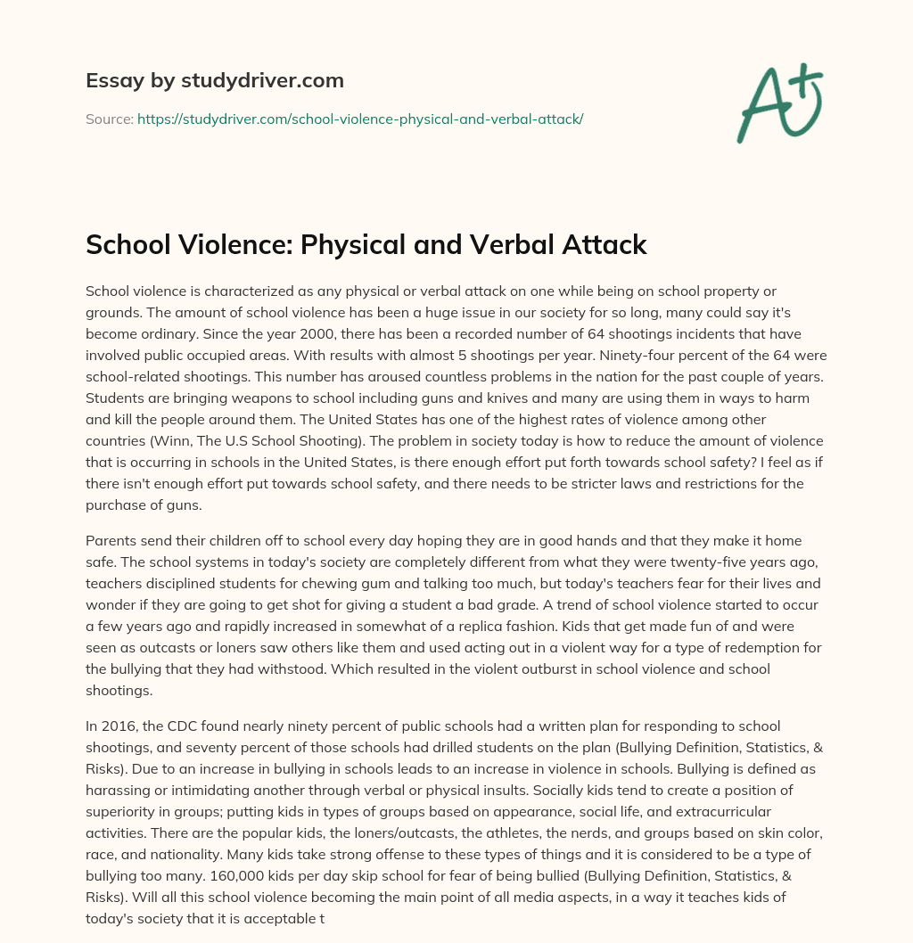 School Violence: Physical and Verbal Attack essay