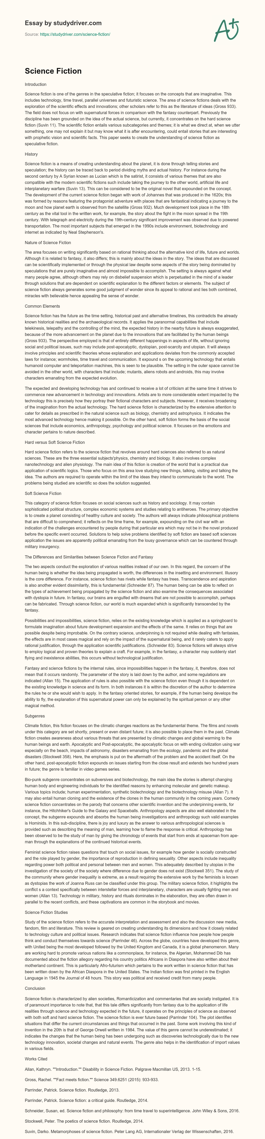 Science Fiction essay