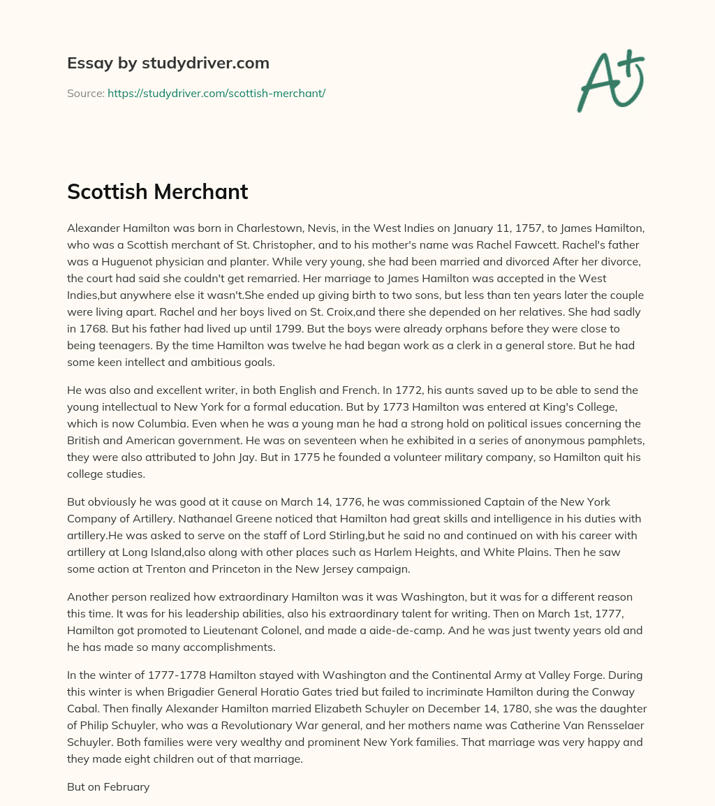 Scottish Merchant essay