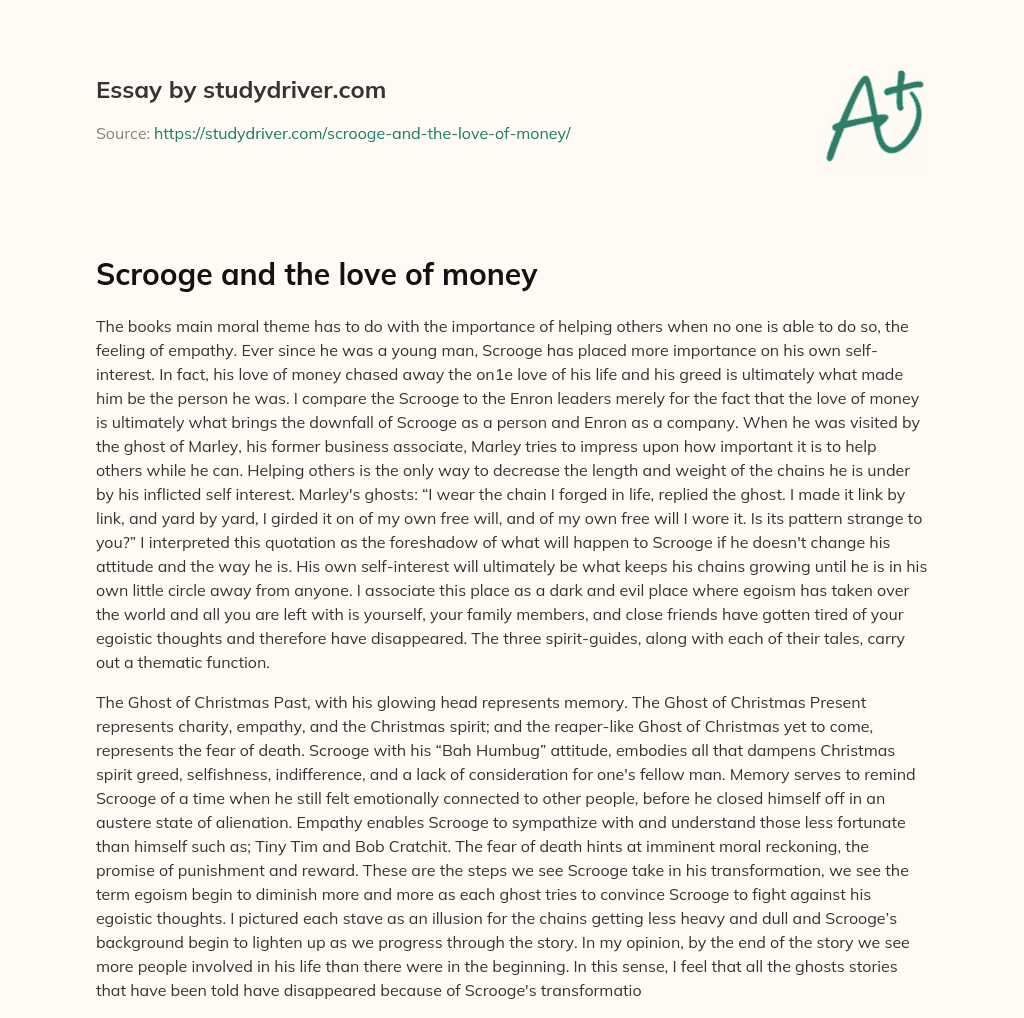 Scrooge and the Love of Money essay