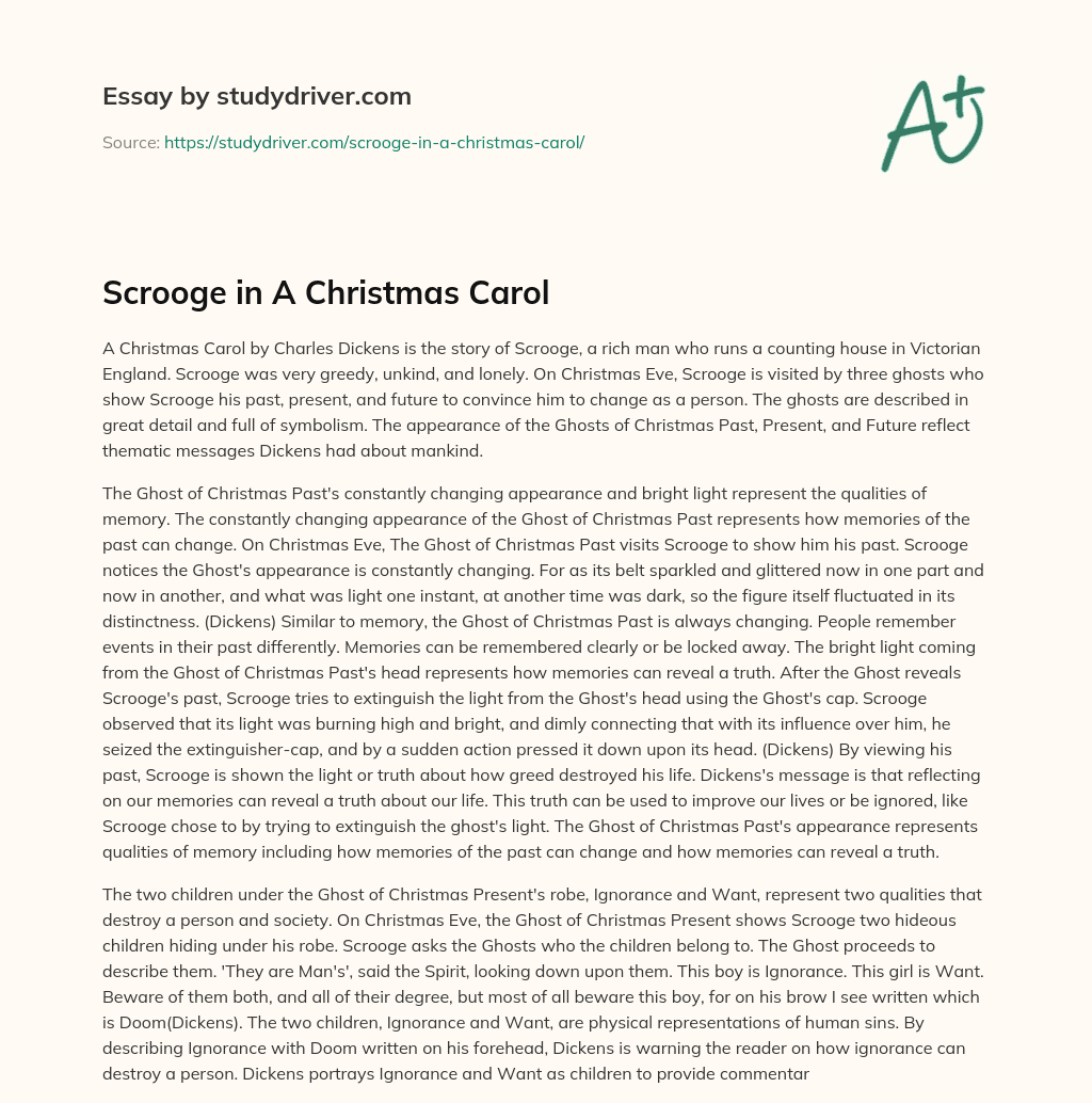 a christmas carol essay on scrooge