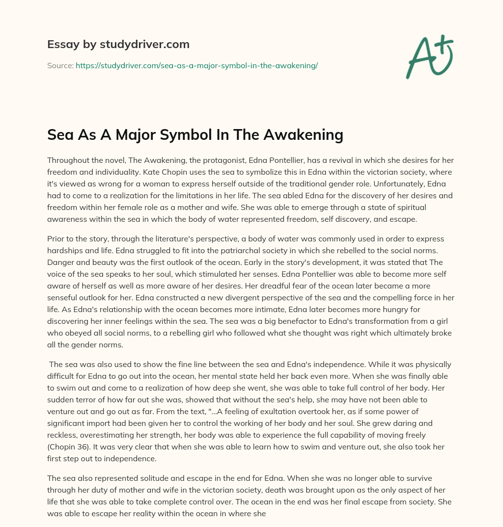 Sea as a Major Symbol in the Awakening essay