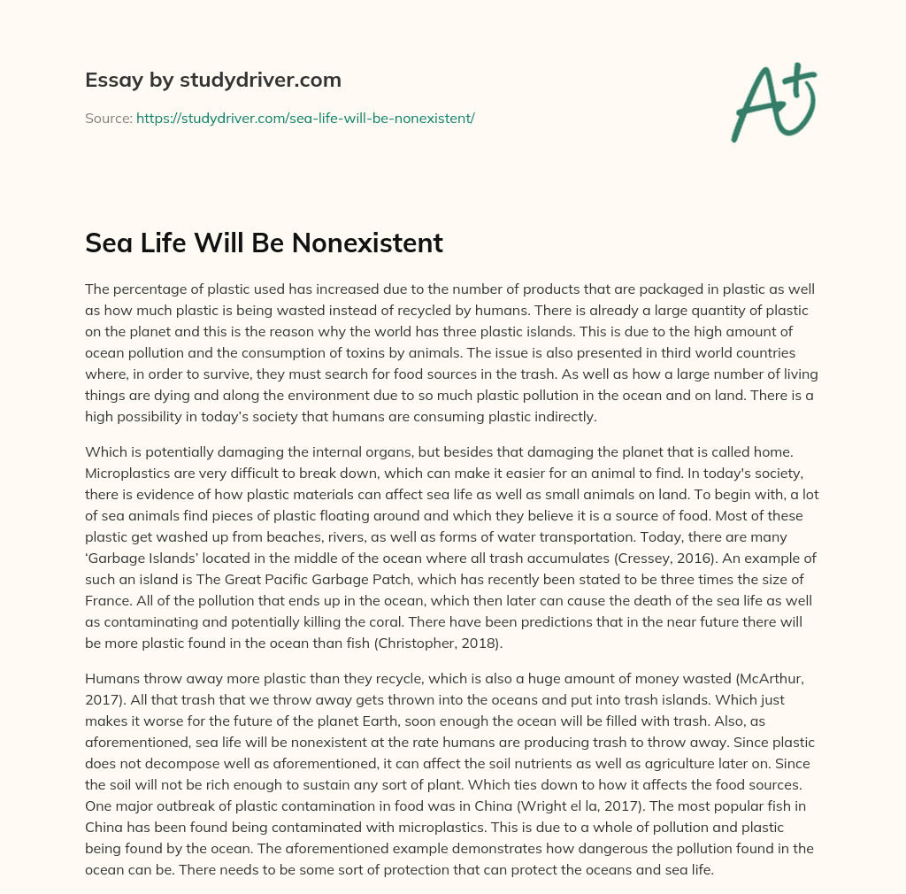 Sea Life Will be Nonexistent essay