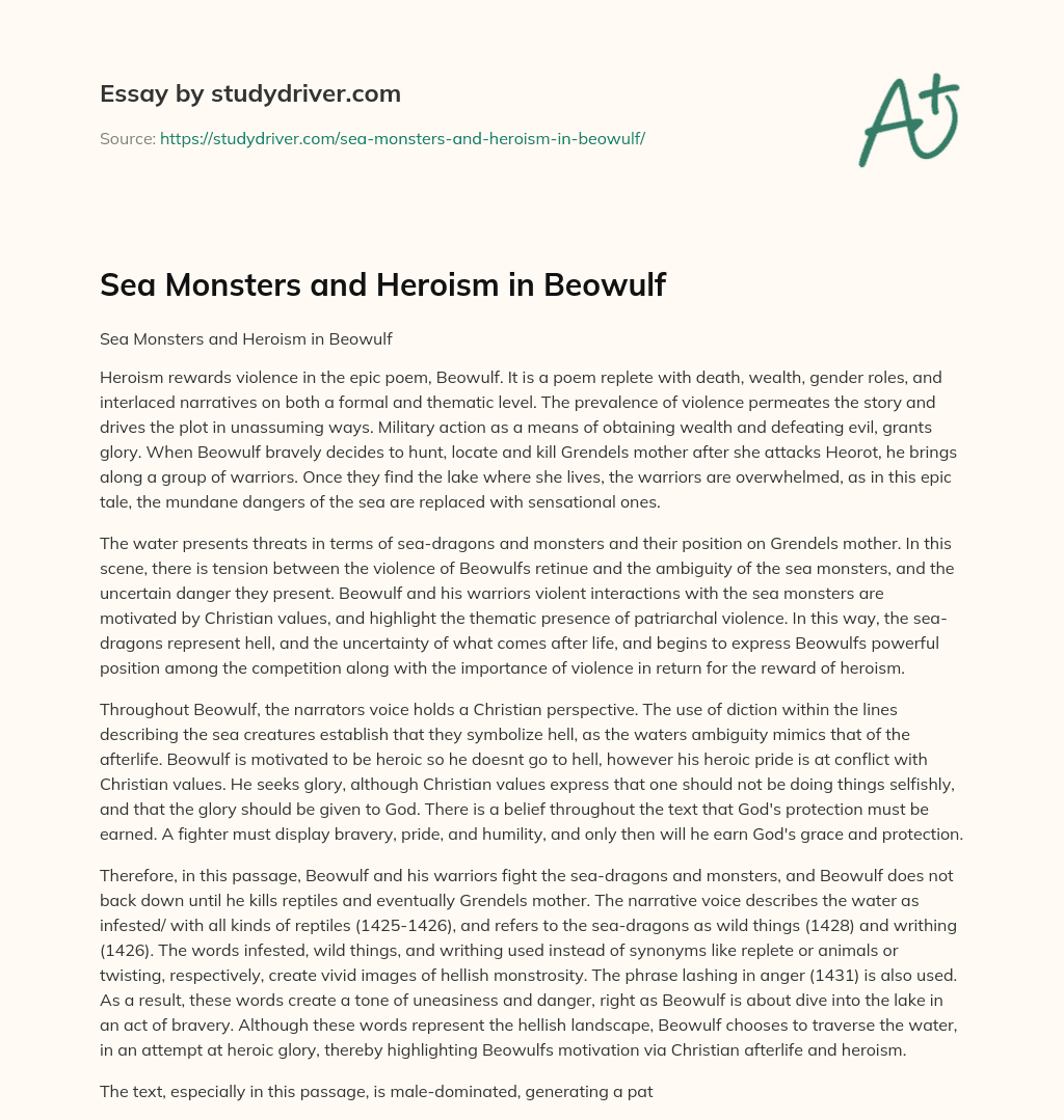 Sea Monsters and Heroism in Beowulf essay