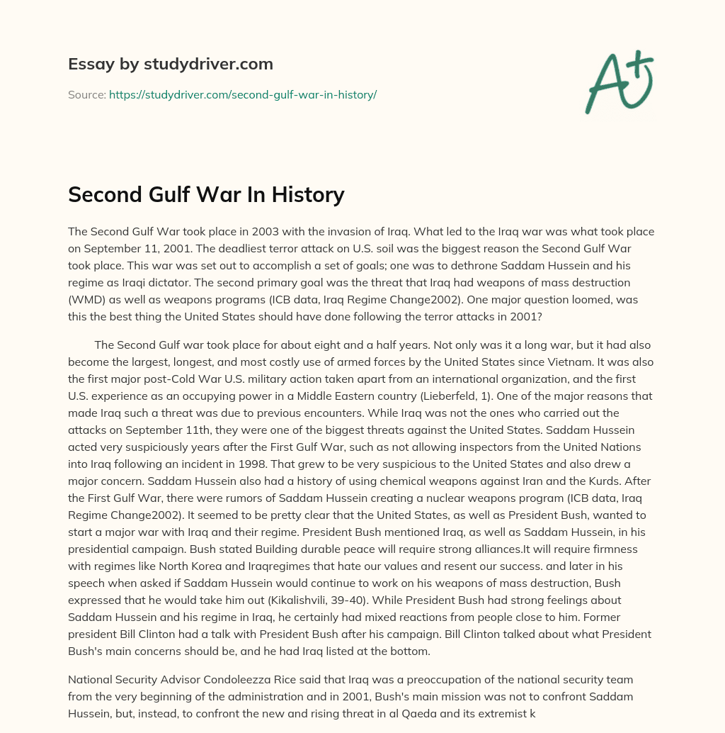 Second Gulf War in History essay