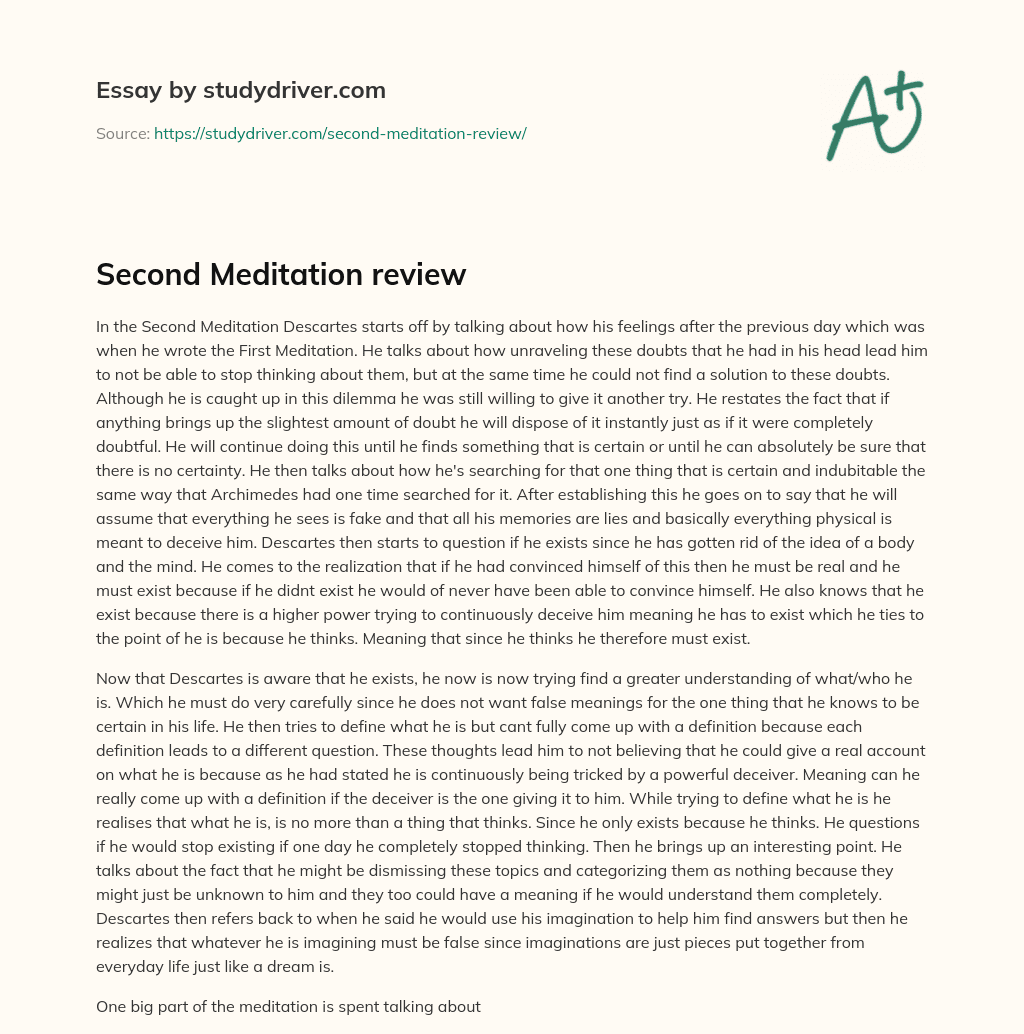 Second Meditation Review essay