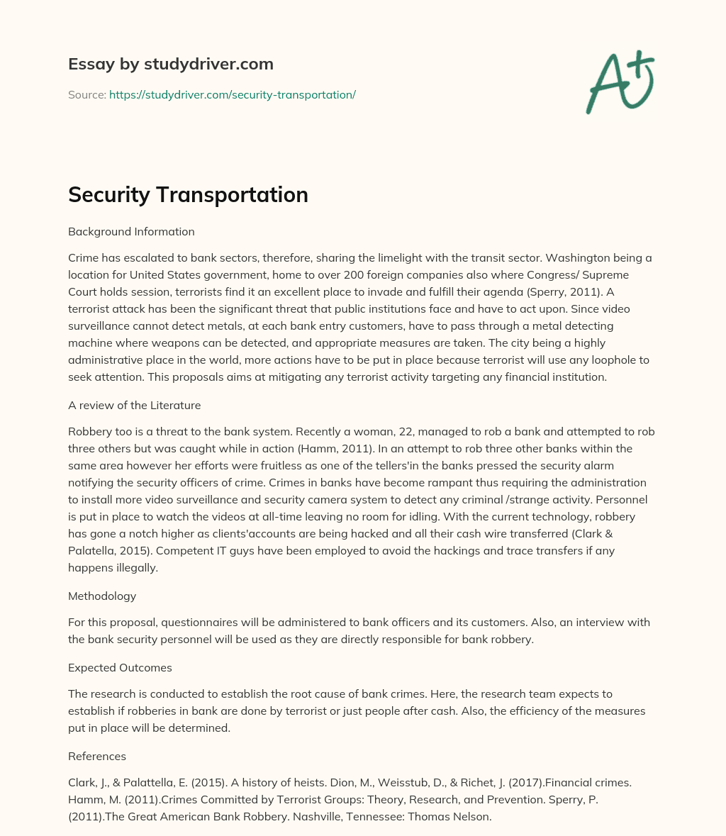 Security Transportation essay