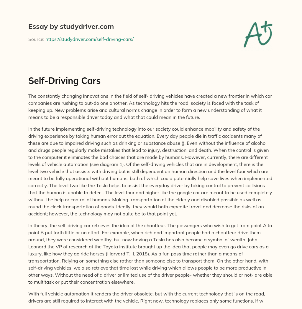 Self-Driving Cars essay