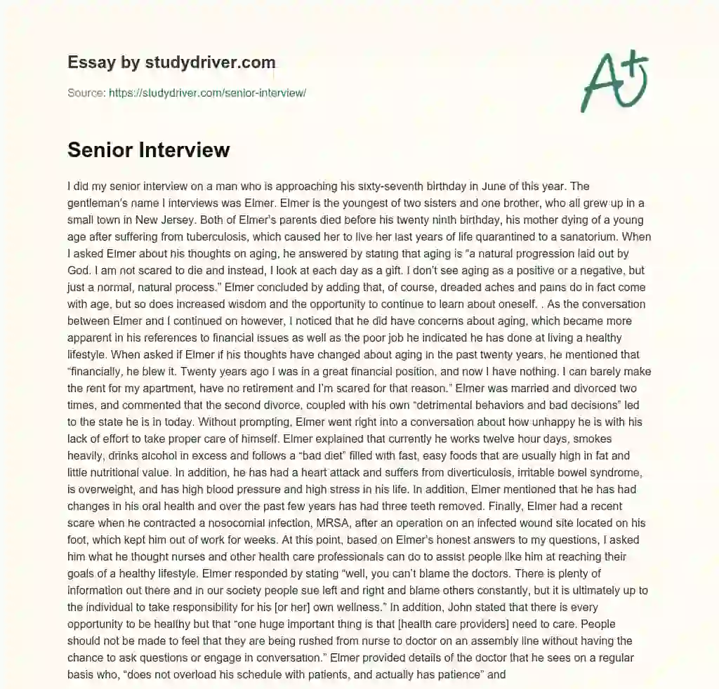 Senior Interview  essay
