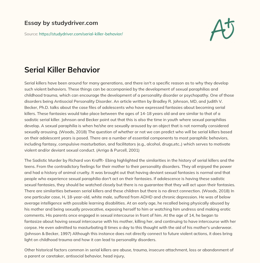 Serial Killer Behavior essay