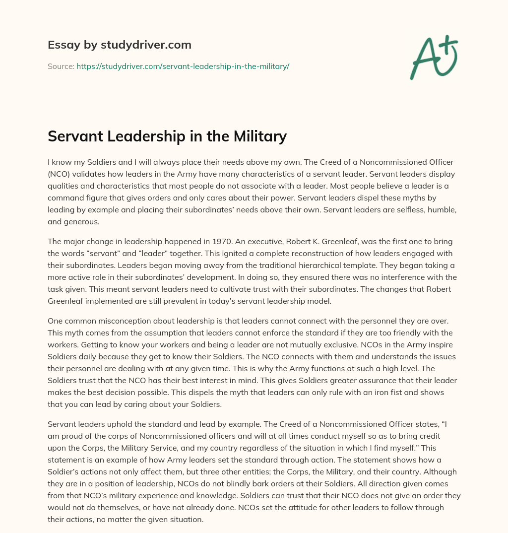 Servant Leadership in the Military essay