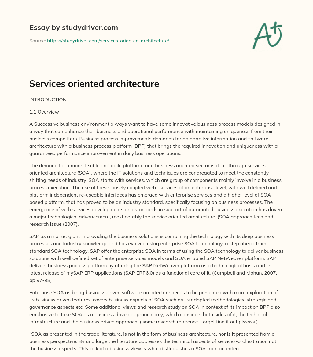 Services Oriented Architecture essay