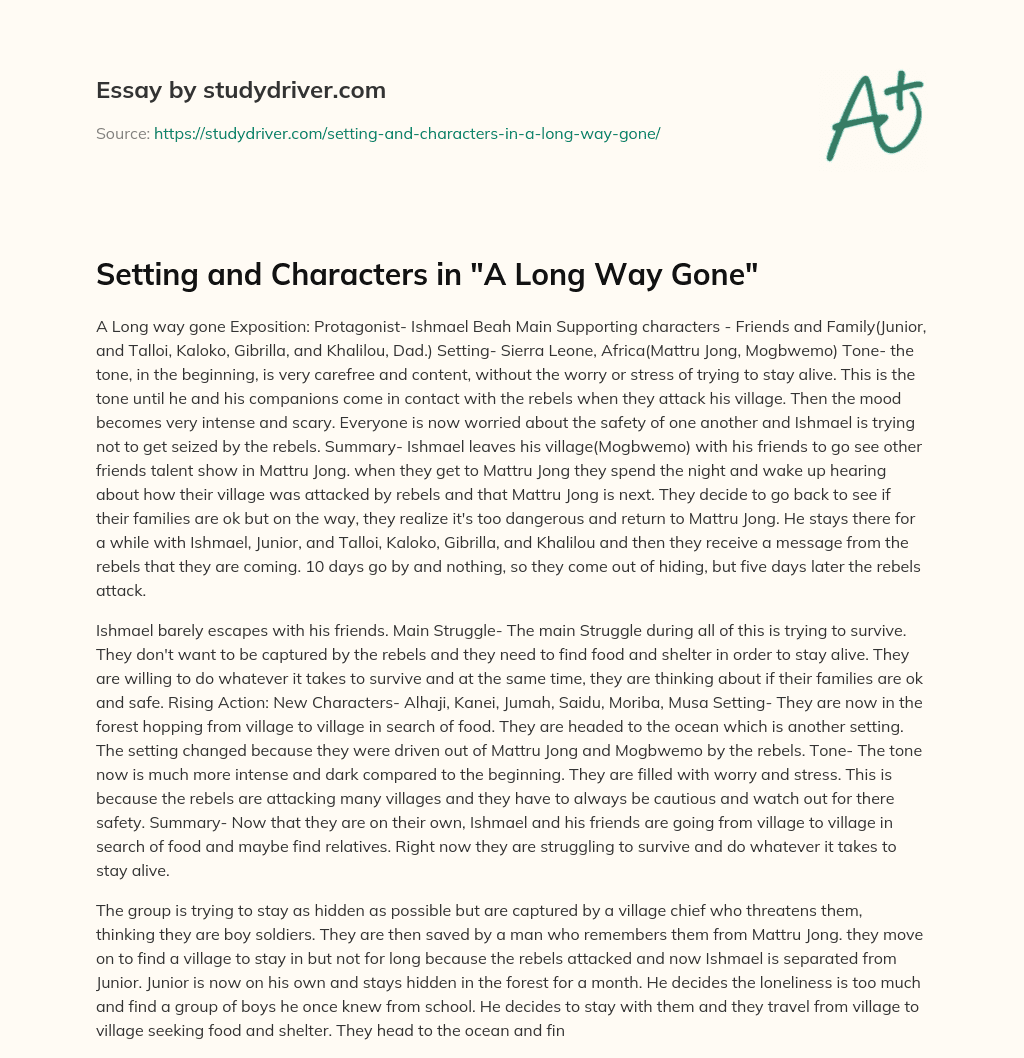 Setting and Characters in “A Long Way Gone” essay