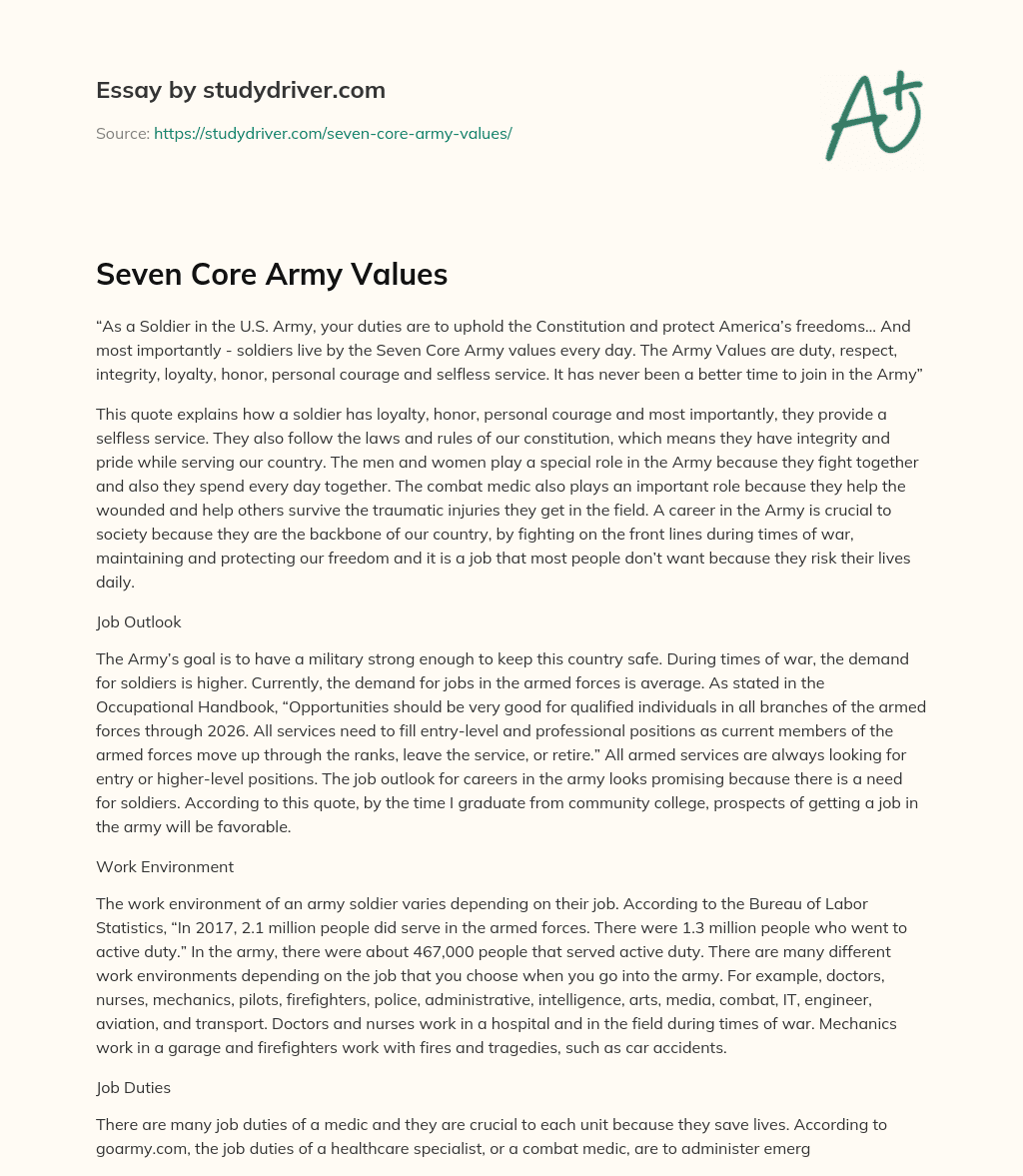 Seven Core Army Values essay
