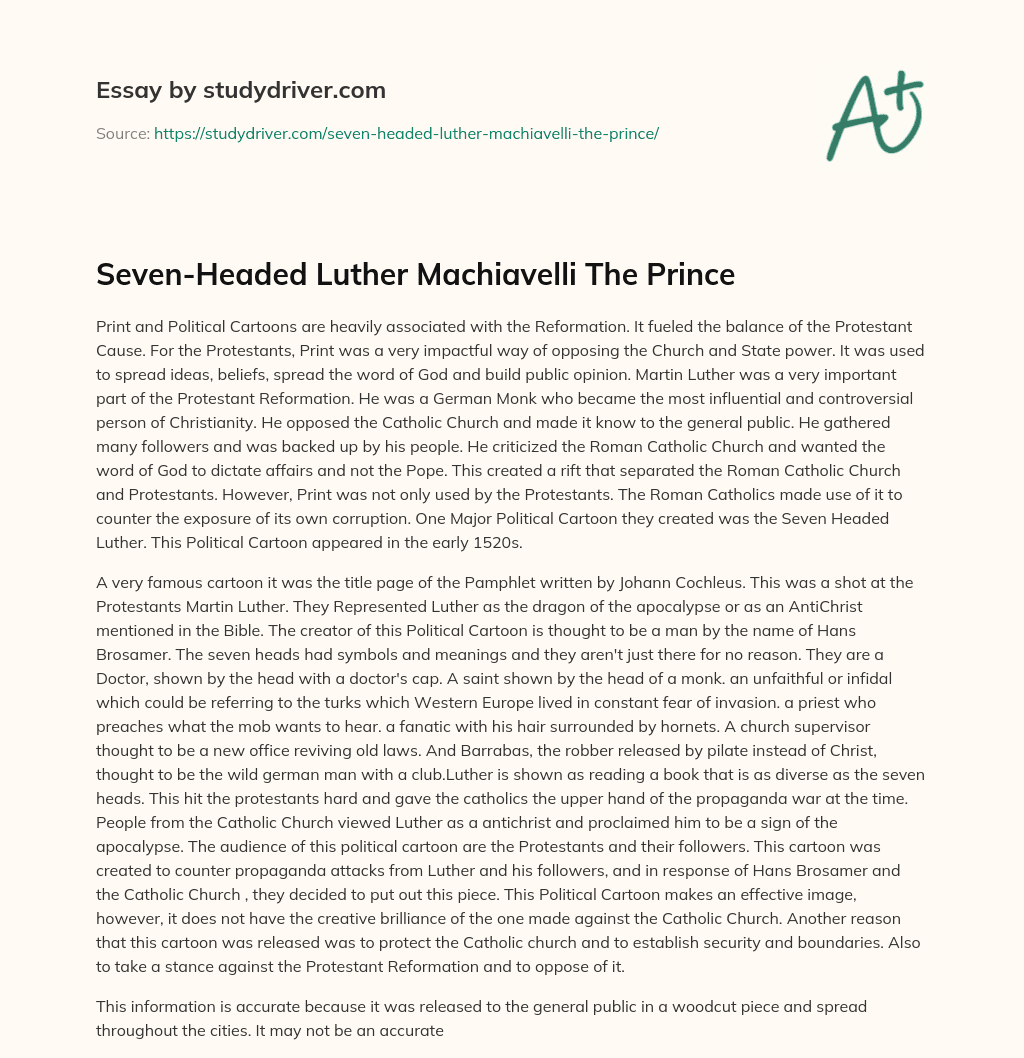 Seven-Headed Luther Machiavelli the Prince essay