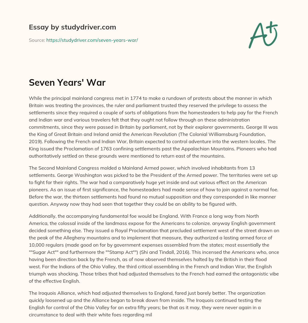 Seven Years’ War essay