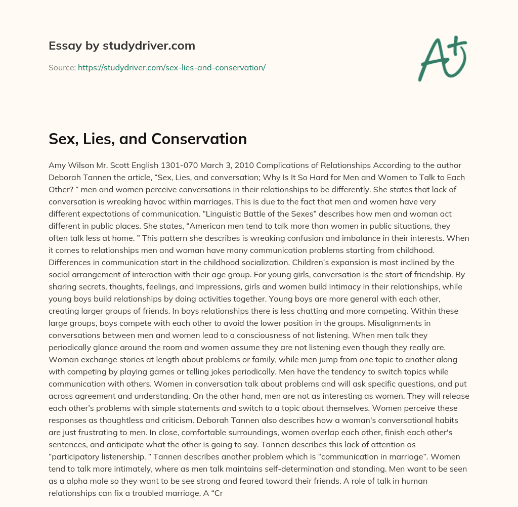 Sex, Lies, and Conservation essay