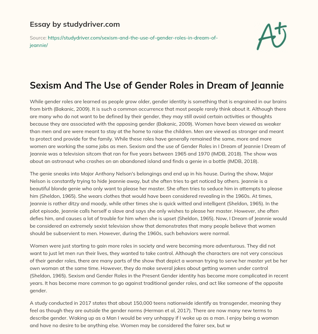 Sexism and the Use of Gender Roles in Dream of Jeannie essay