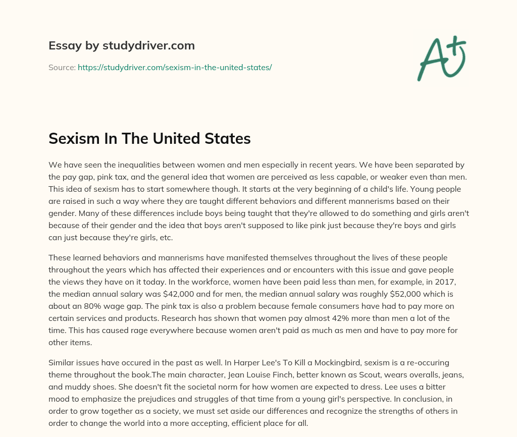 Sexism in the United States essay