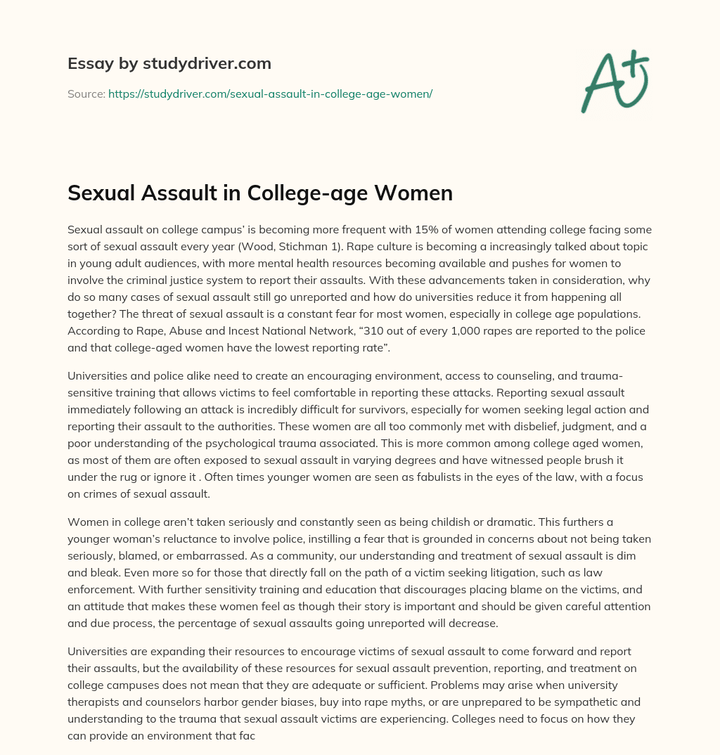 Sexual Assault in College-age Women essay
