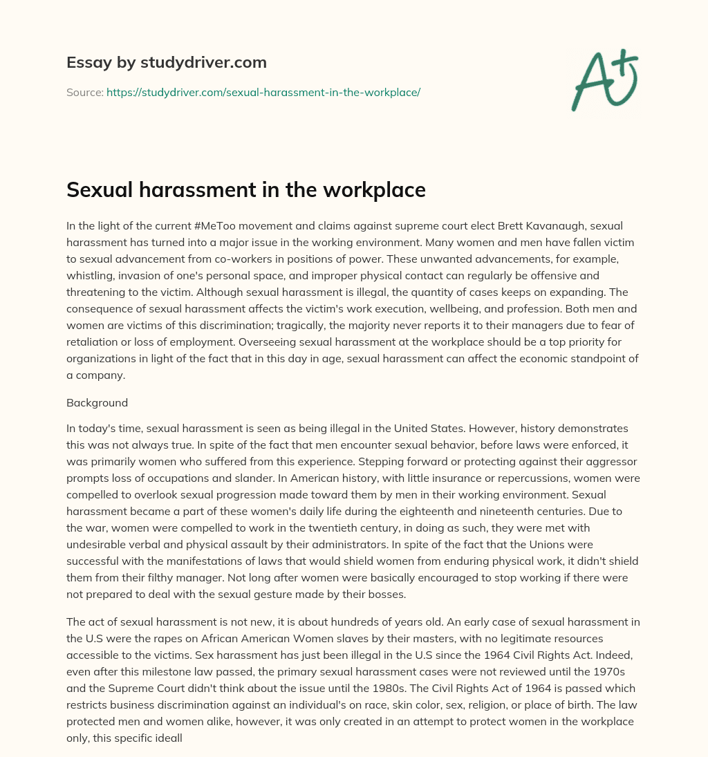 Sexual Harassment in the Workplace essay