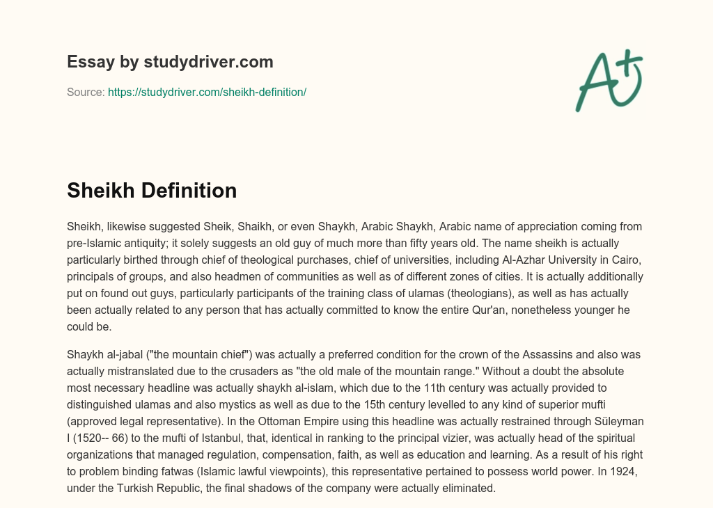 Sheikh Definition essay