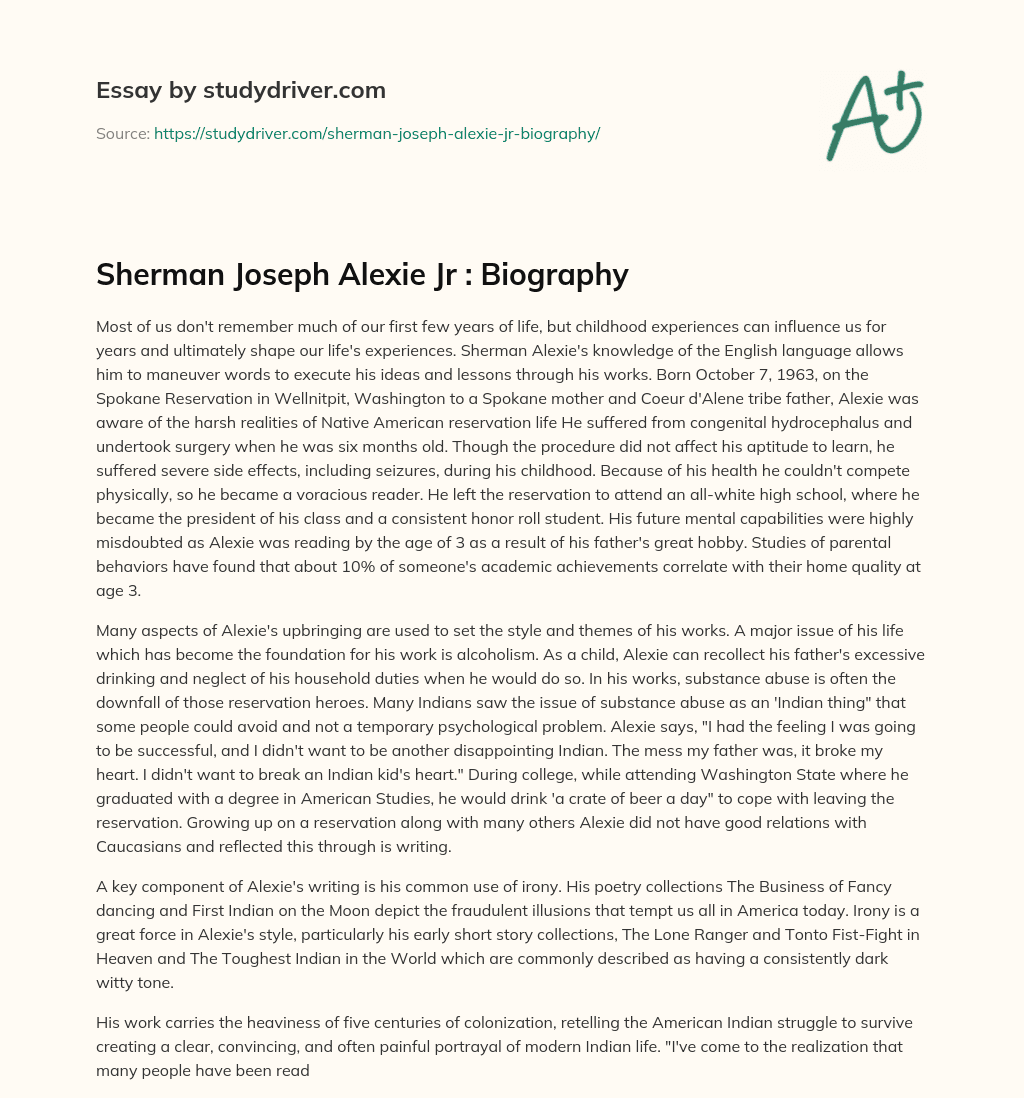 Sherman Joseph Alexie Jr : Biography essay