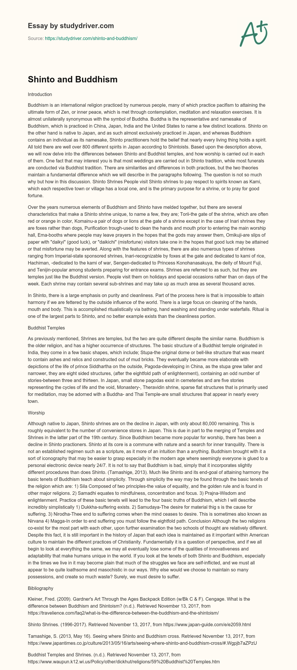 Shinto and Buddhism essay