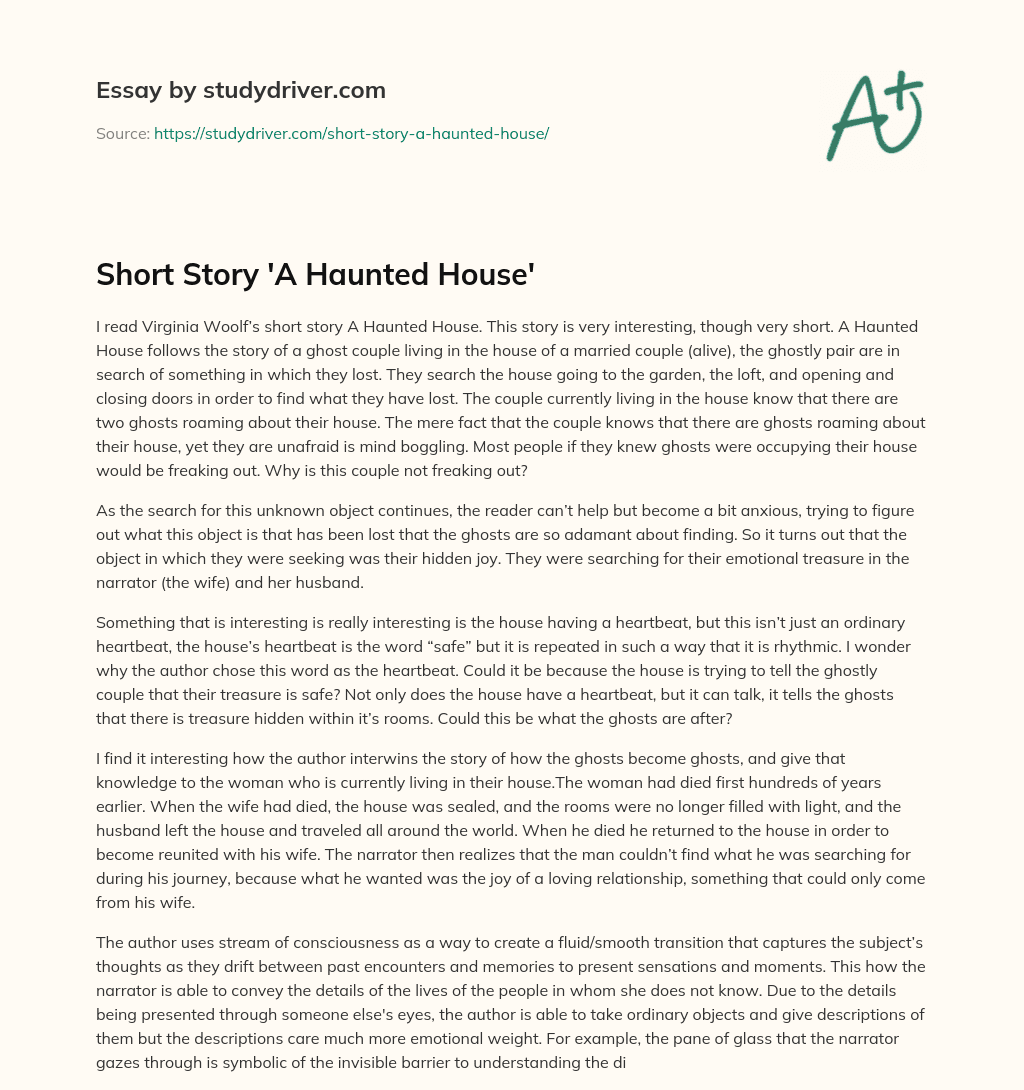 Short Story ‘A Haunted House’ essay