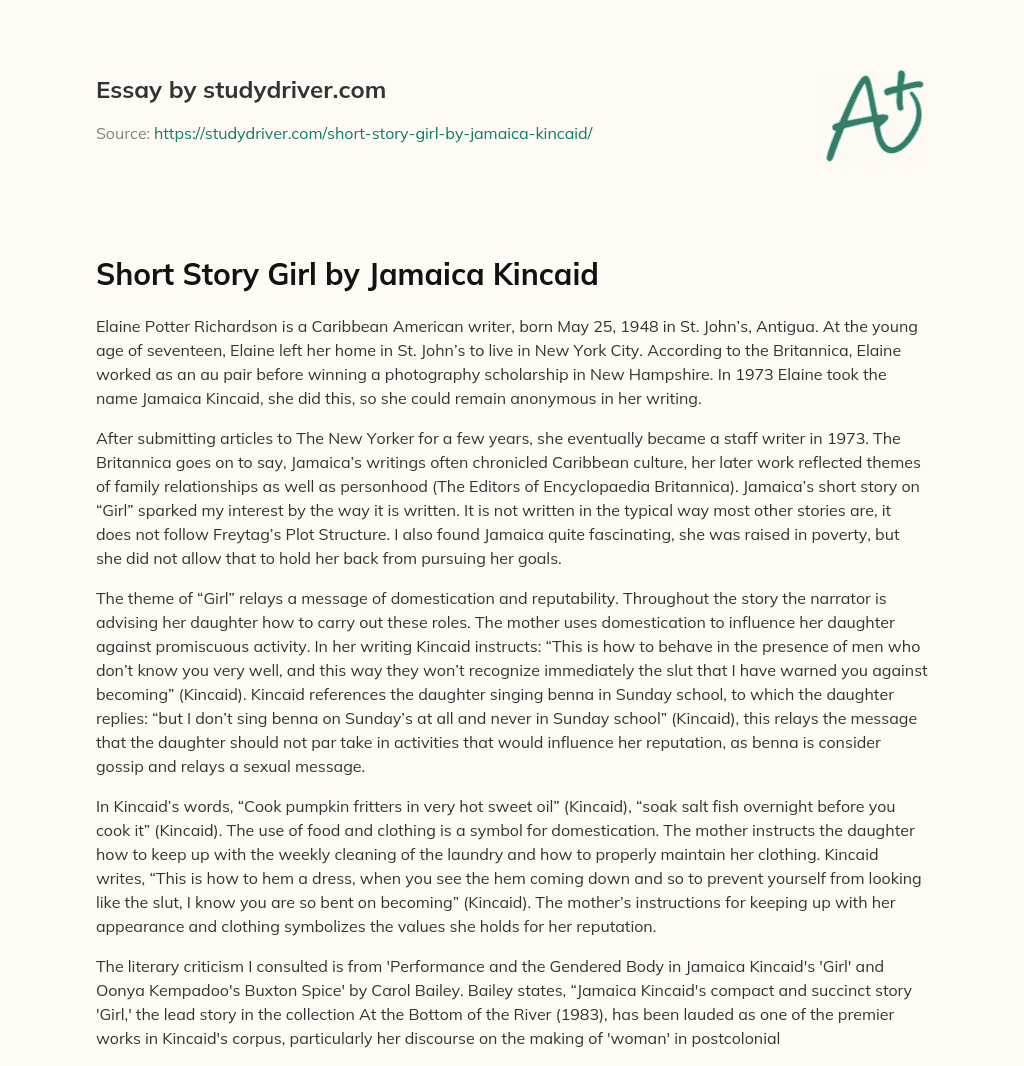 Short Story Girl by Jamaica Kincaid essay