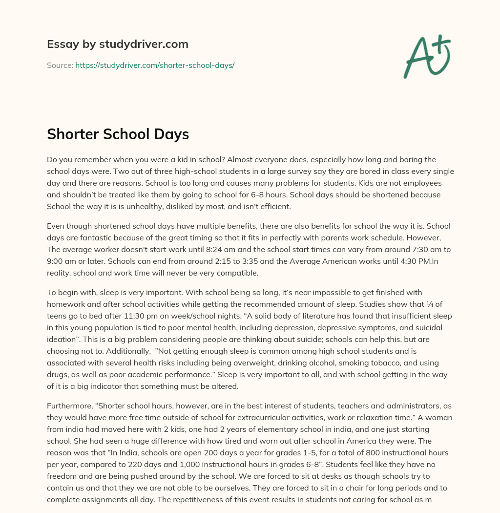 an essay about school days