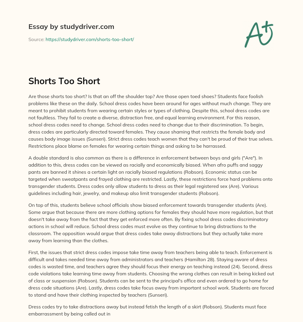 Shorts too Short essay