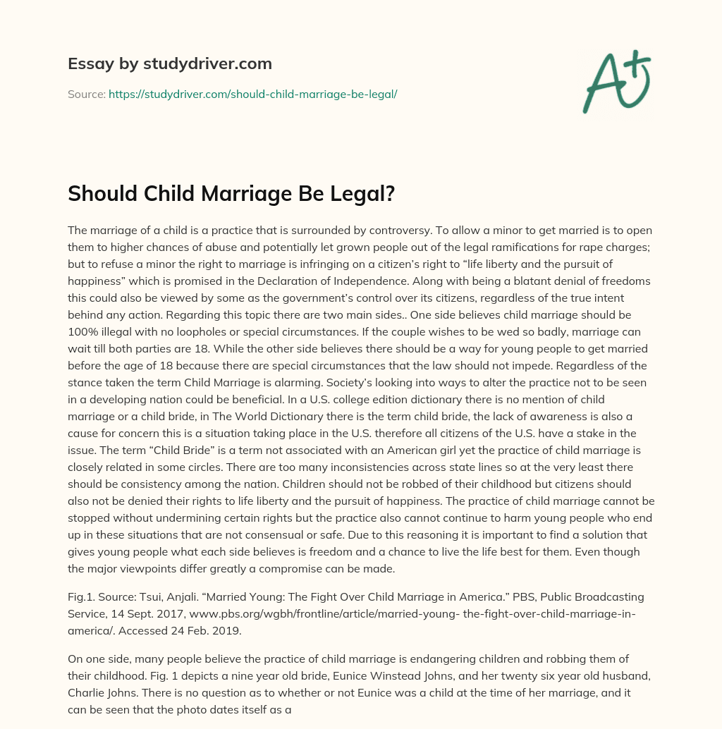 Should Child Marriage be Legal? essay