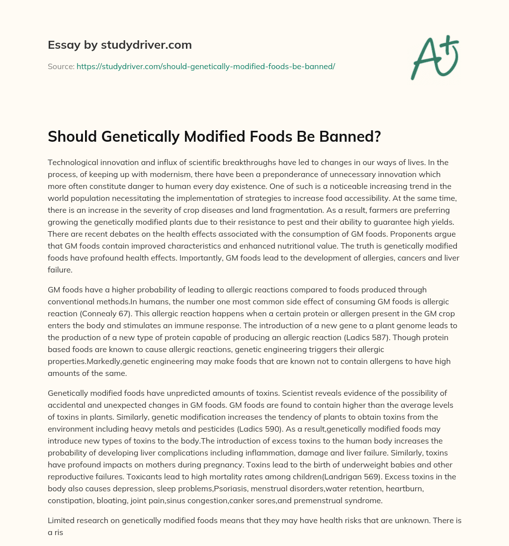 Should Genetically Modified Foods be Banned? essay