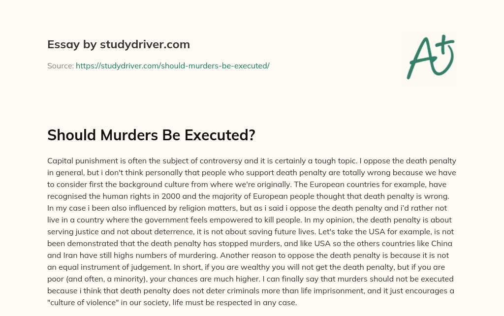 Should Murders be Executed? essay