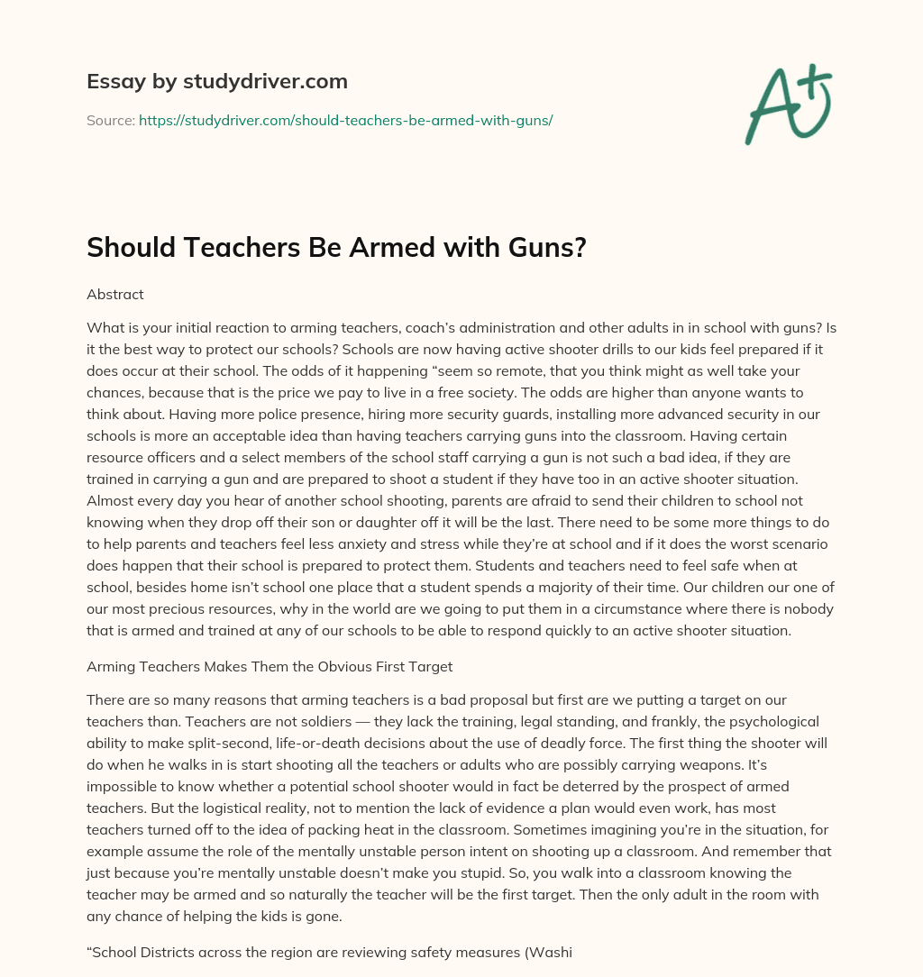 Should Teachers be Armed with Guns? essay
