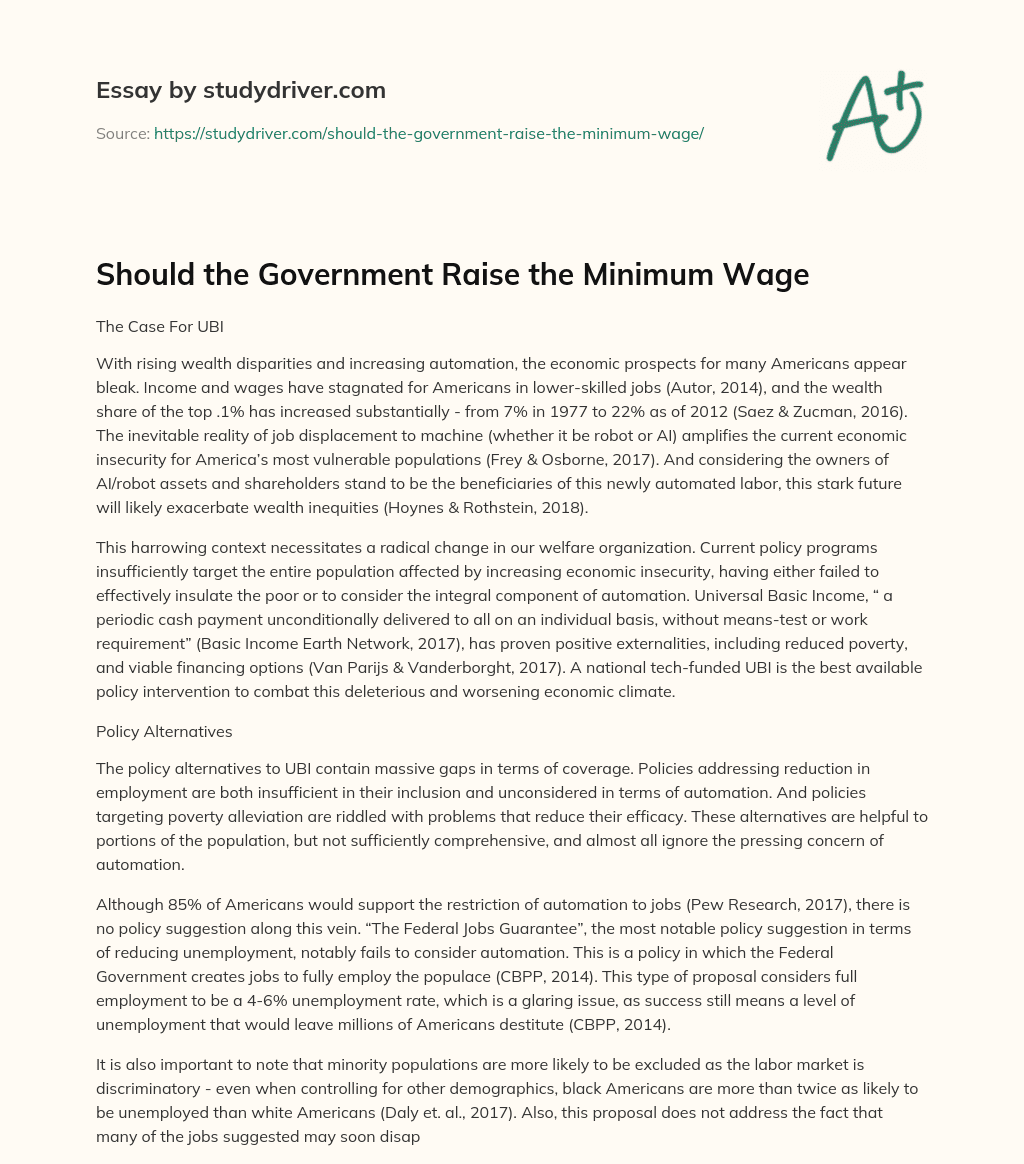 Should the Government Raise the Minimum Wage essay