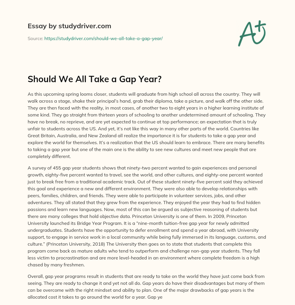 Should we all Take a Gap Year? essay