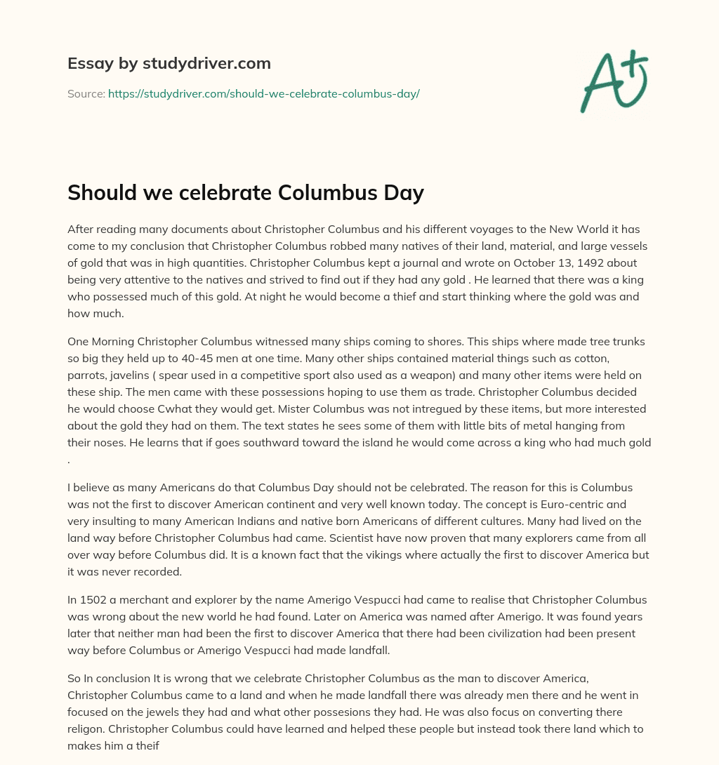 Should we Celebrate Columbus Day essay
