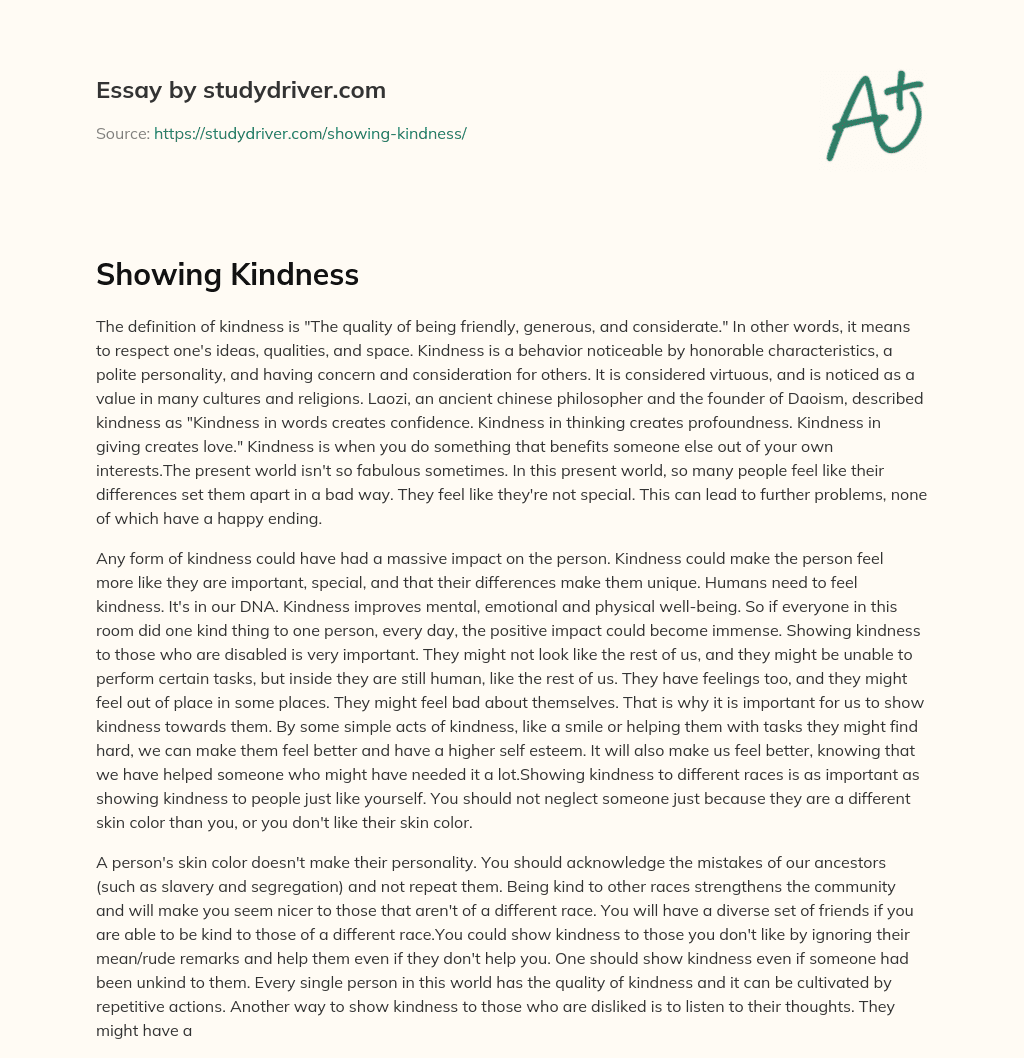 Showing Kindness essay