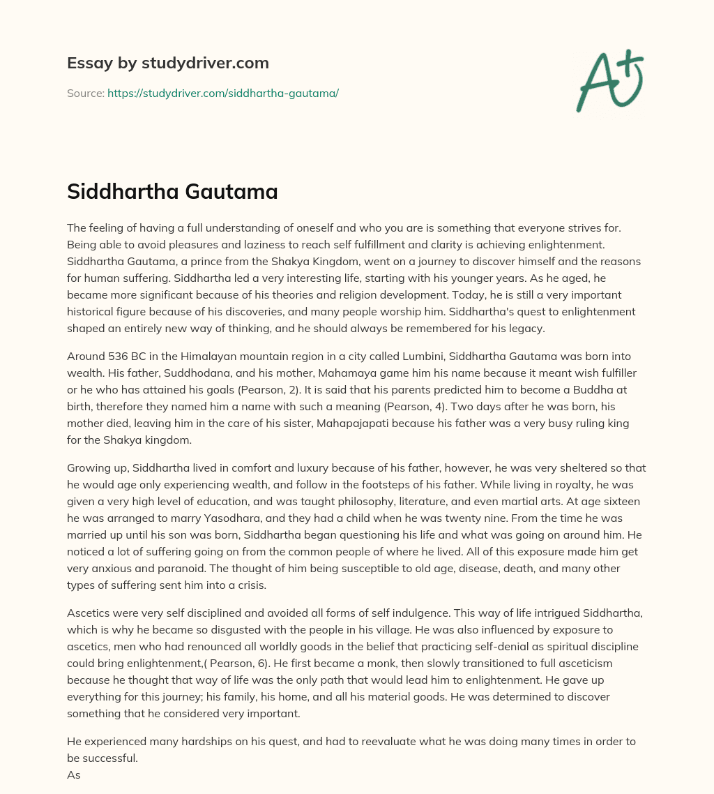 Siddhartha Gautama essay