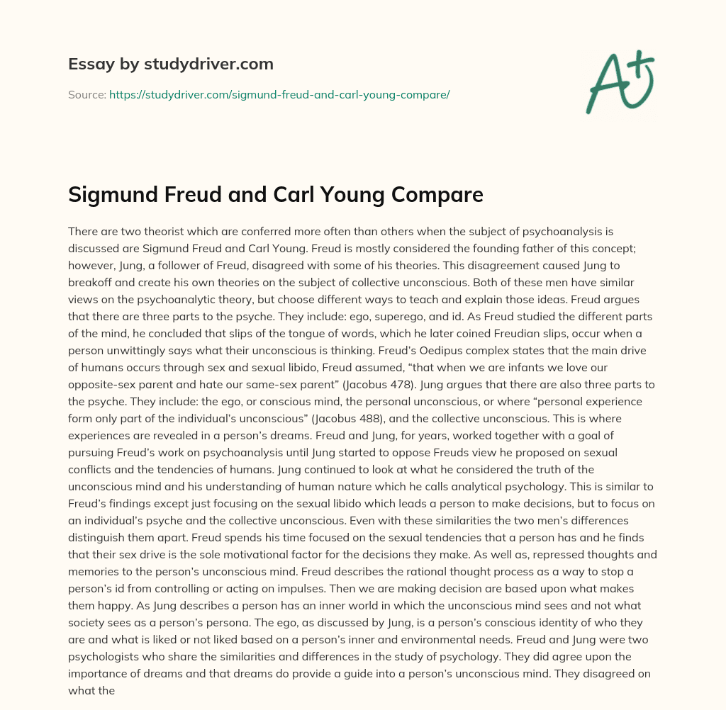 Sigmund Freud and Carl Young Compare essay