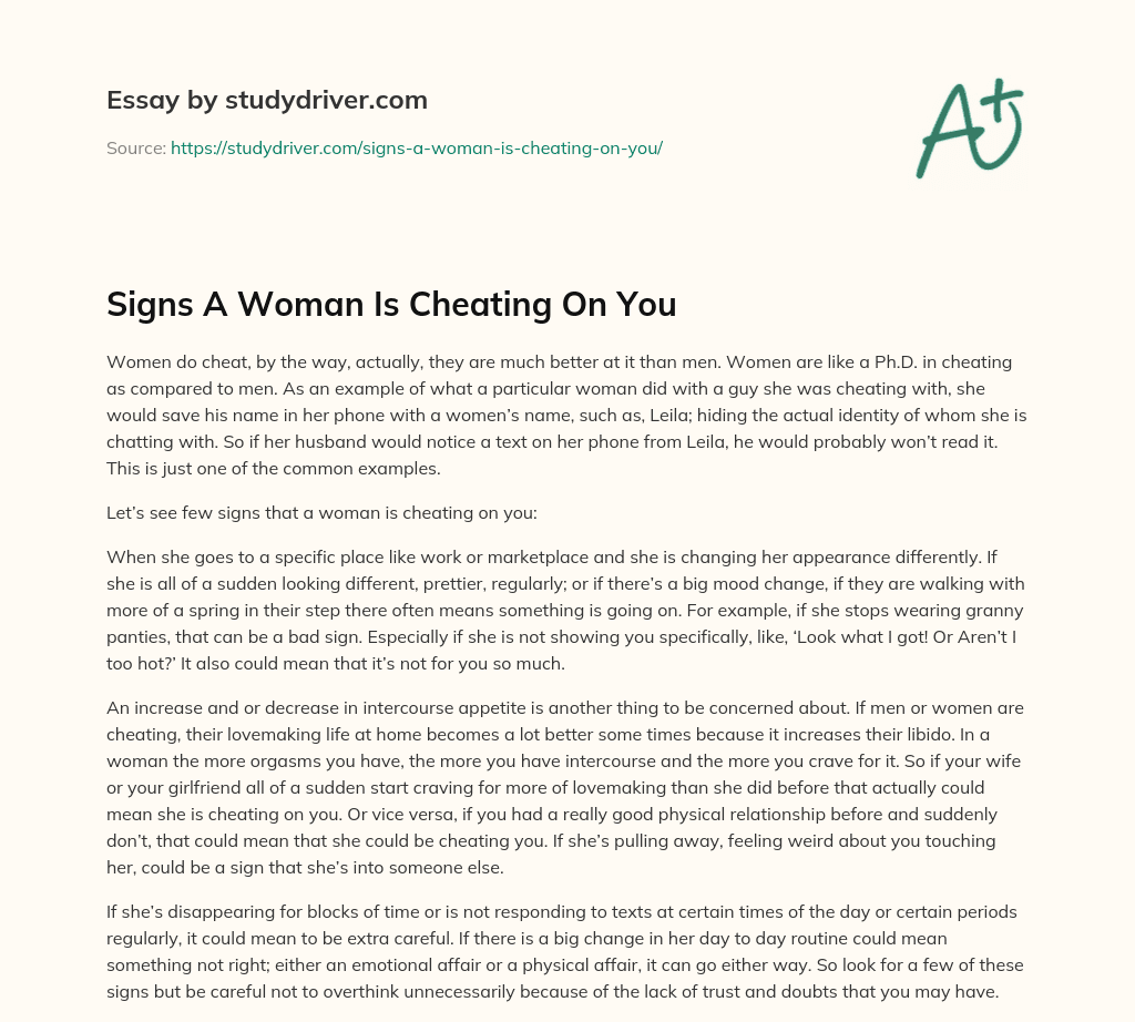 Signs a Woman is Cheating on You  essay