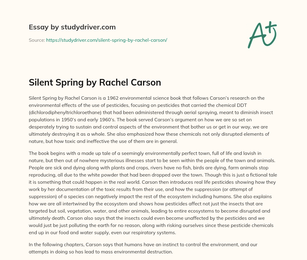Silent Spring by Rachel Carson essay