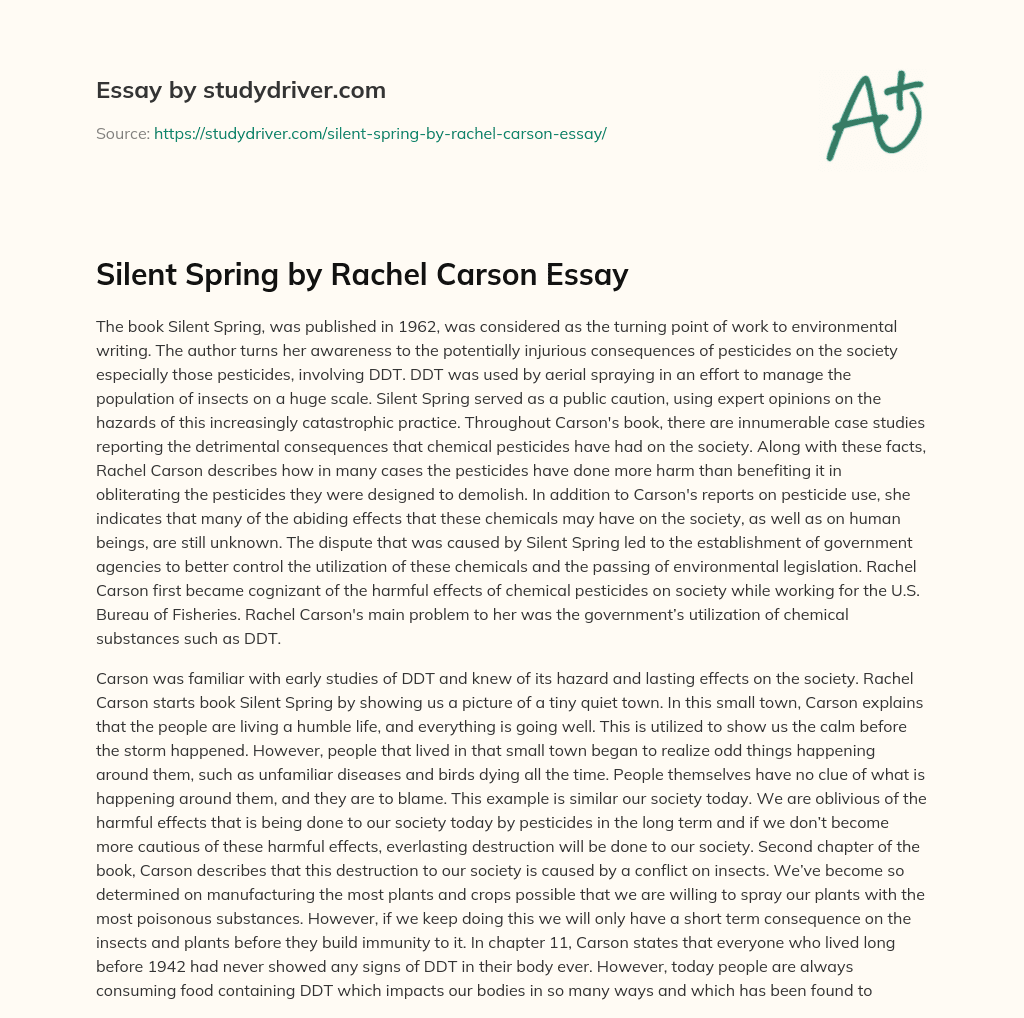 Silent Spring by Rachel Carson Essay essay