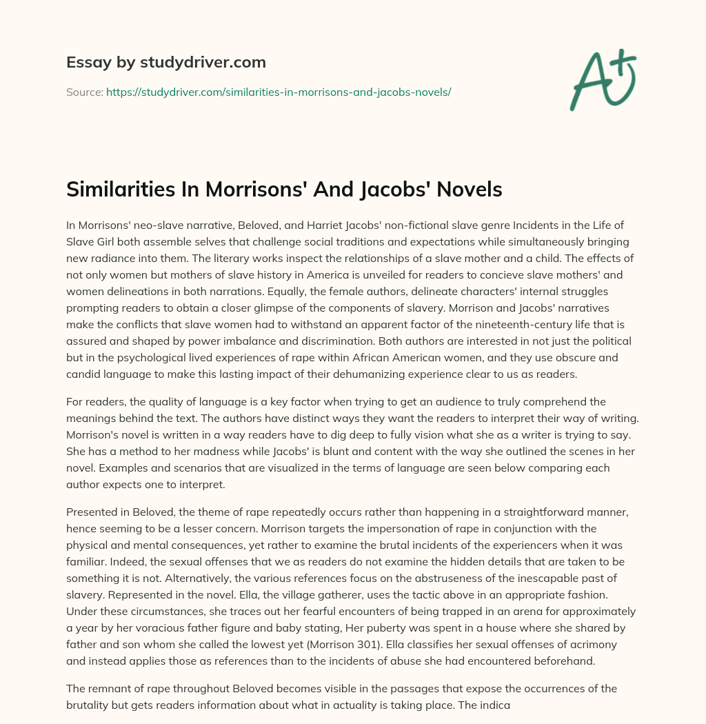 Similarities in Morrisons’ and Jacobs’ Novels essay