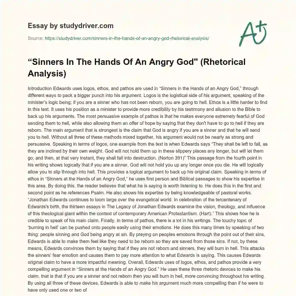 sinners in the hands of an angry god essay conclusion