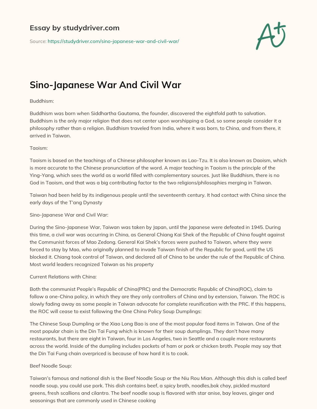 Sino-Japanese War and Civil War essay